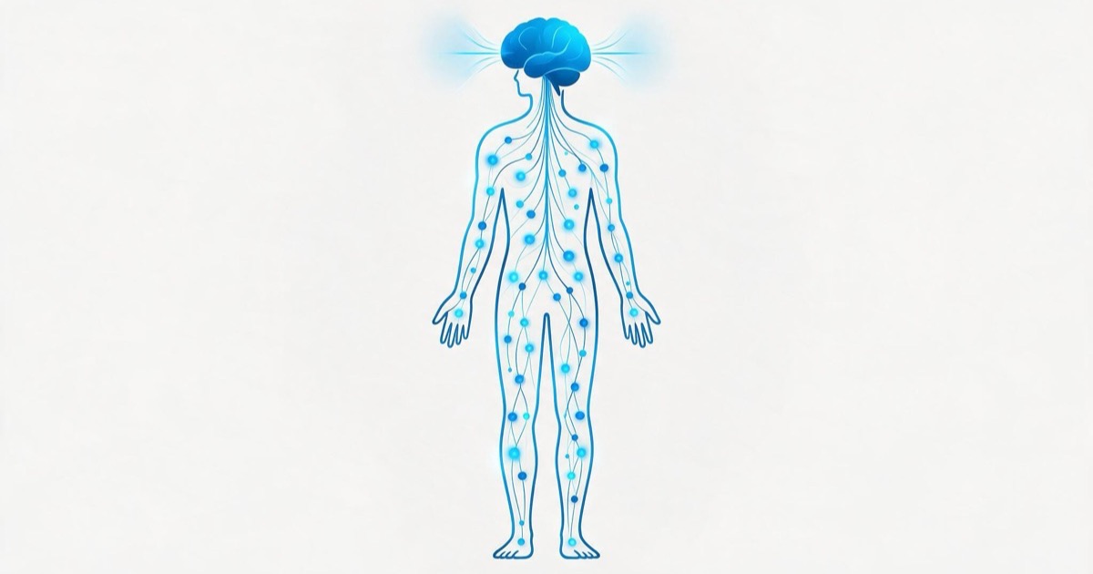 Ilustração sobre fibromialgia, sintomas e diagnóstico